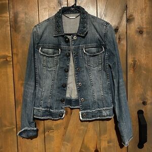 Elie Tahari Blue Studded Jean Jacket